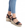 Sandalias cuña Refresh 170536 con tiras de esparto negro
