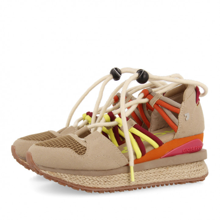 Zapatillas cuña Gioseppo estilo espadrille con cuña y tiras de colores tulare - Querol online
