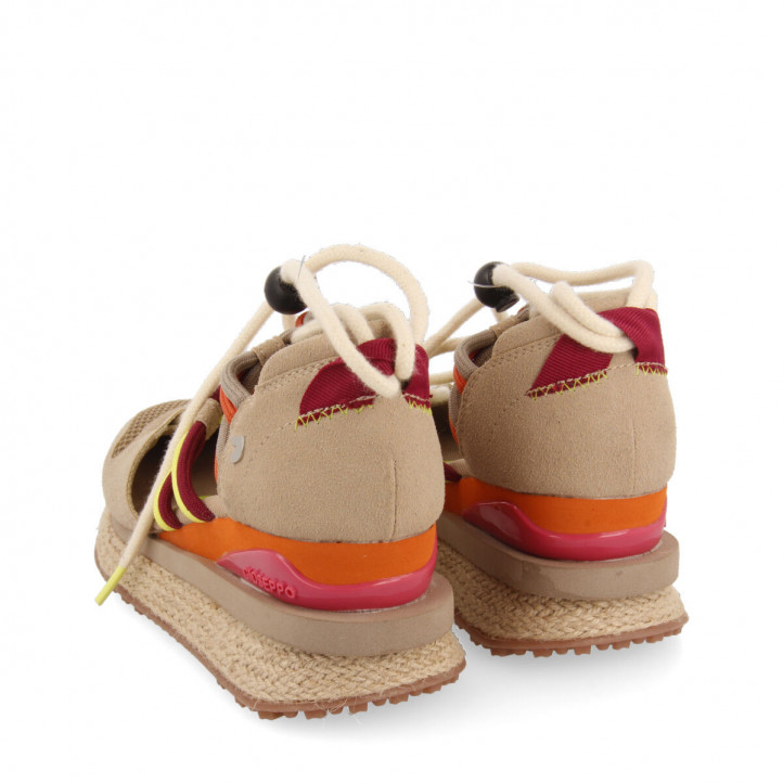 Zapatillas cuña Gioseppo estilo espadrille con cuña y tiras de colores tulare - Querol online