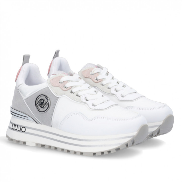 Zapatillas Liu jo blancas y grises con plataforma de nailon brillante - Querol online