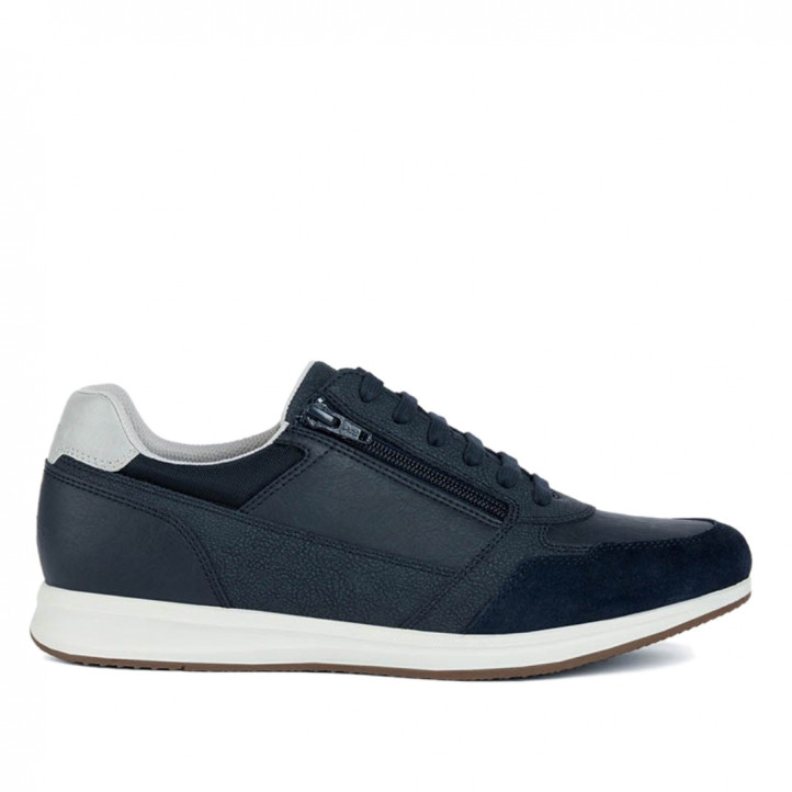 Zapatos sport Geox azules con cremallera lateral y suela blanca
