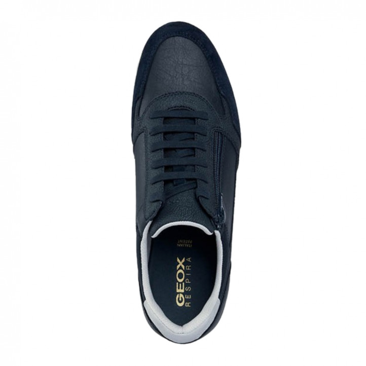 Zapatos sport Geox azules con cremallera lateral y suela blanca - Querol online