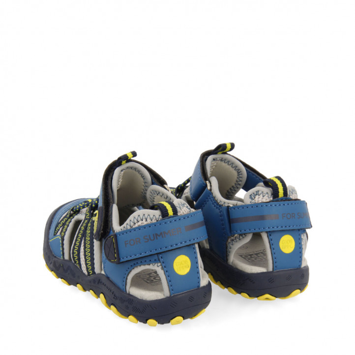 chanclas Gioseppo estilo cangrejera azules con detalles amarillos anstead - Querol online