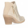 Botins de taló Chika 10 beix amb cremallera decorativa lateral i patró encunyat