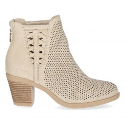 Botins de taló Chika 10 beix amb cremallera decorativa i patró encunyat - Querol online