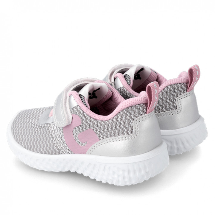 Zapatillas deportivas Garvalin grises y plata con detalles rosas - Querol online