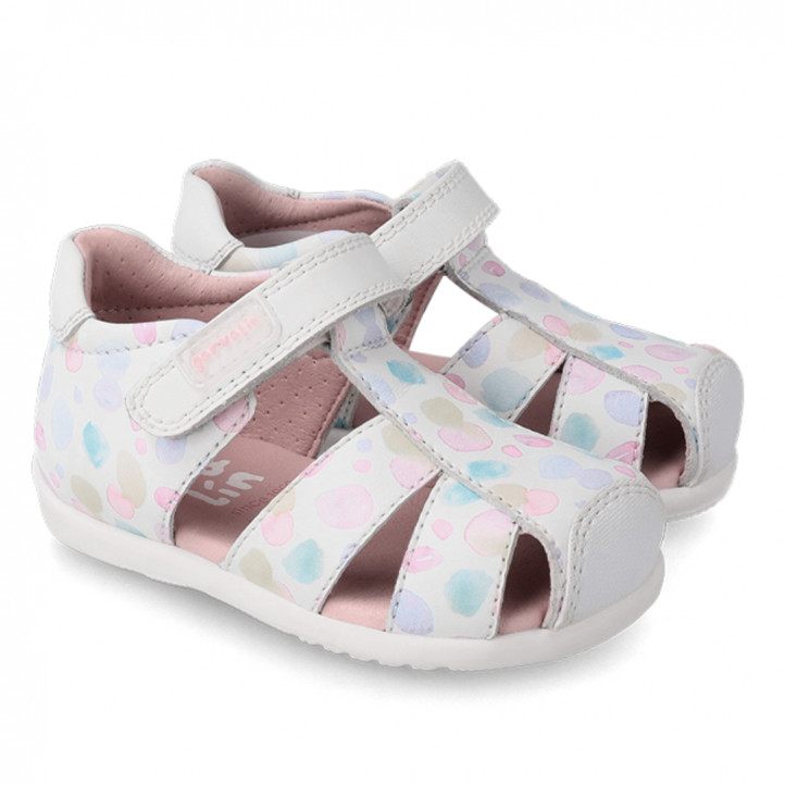 SANDALIAS GARVALIN DE NIñA BLANCO MULTICOLOR 232302C - Querol online