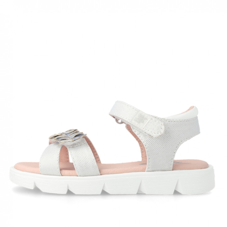 SANDALIAS GARVALIN DE NIñA BLANCO Y PLATA 232426C - Querol online