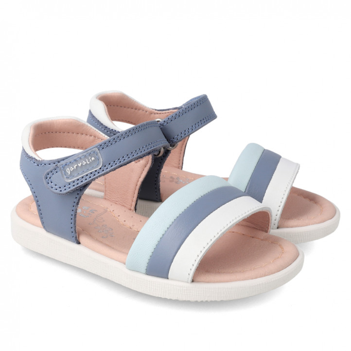 SANDALIAS GARVALIN DE NIñA AZUL Y BLANCO 232403A - Querol online