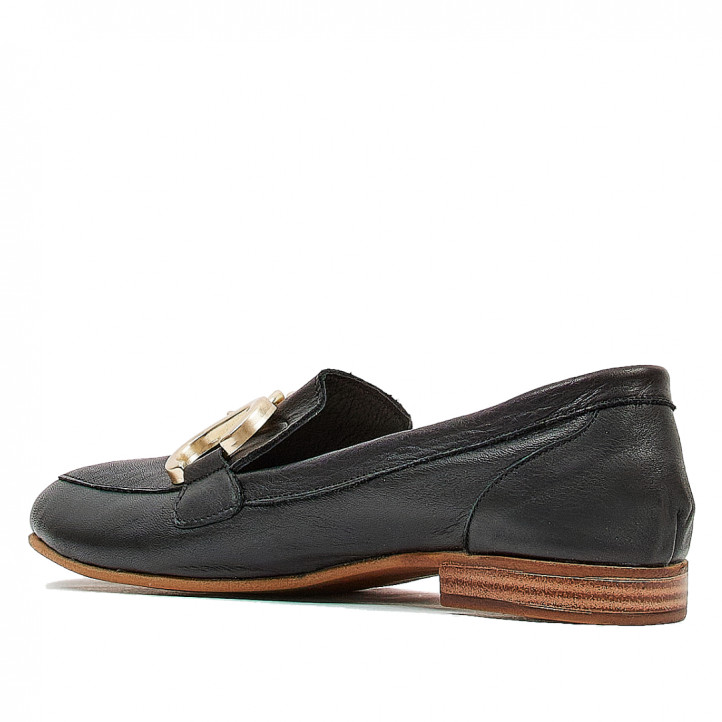Mocasín Top3 negros con detalle dorado - Querol online