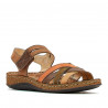 Sandalias planas Walk & Fly marrones de piel con tiras multicolor