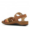 Sandalias planas Walk & Fly marrones de piel con tiras multicolor