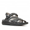 Sandalias planas Walk & Fly totalmente negras de piel con varias tiras