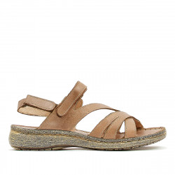 Sandàlies planes Walk & Fly totalment marrons de pell amb diverses tires - Querol online