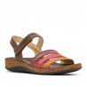 Sandalias planas Walk & Fly marrones de piel con tres tiras rojizas