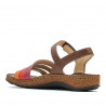 Sandalias planas Walk & Fly marrones de piel con tres tiras rojizas