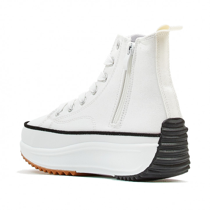 Zapatillas lona Owel melbourne blancas con plataforma ondulada altas - Querol online