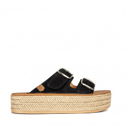 Sandàlies plataformes Popa negres amb doble sivella morell - Querol online