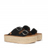 Sandalias plataformas Popa negras con doble hebilla morell