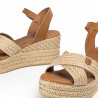 Sandalias cuña Popa con cuerda trenzada y cuero benijo