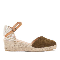 Espardenyes falca Redlove tabatha amb capdavantera de pell caqui - Querol online