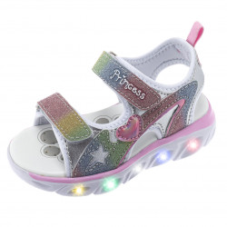 sandàlies Chicco chiocciola brillants multicolor amb detalls laterals en forma de cor - Querol online