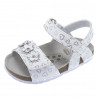 sandalias Chicco funky blancas con corazones y flores en pala
