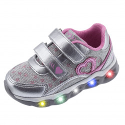 Zapatillas deporte Chicco corsa en color plateado con inserciones en tejido técnico gris brillante - Querol online