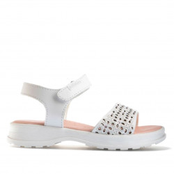 sandàlies Pablosky blanques de pell amb banda perforada - Querol online