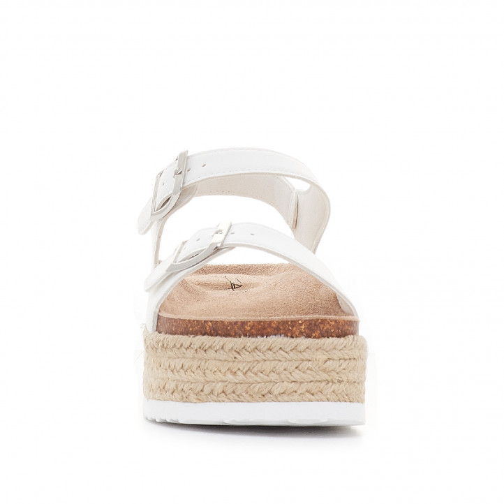 Sandalias plataformas Owel de plataforma cogidas al tobillo blancas - Querol online