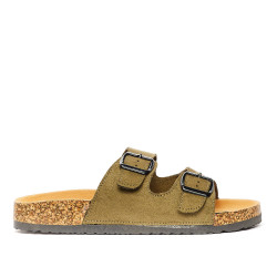 Sandàlies planes Owel verdas capri con doble tira - Querol online