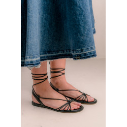 Sandalias planas BRYAN iris negras - Querol online