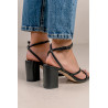 Sandalias tacón BRYAN mara negras de tiras