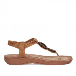 Sandàlies planes Amarpies amb granadura de fusta marrons - Querol online