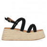 Sandalias plataformas Chika 10 negras con ligera cuña y suela trenzada de esparto