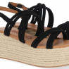 Sandàlies plataformes Chika 10 negres amb lleuger tascó i sola trenada d'espart
