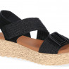 Sandalias plataformas Chika 10 asimétrico con hebilla decorativa y pulsera de rafia negra