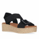 Sandalias plataformas Chika 10 asimétrico con hebilla decorativa y pulsera de rafia negra - Querol online