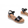 Sandalias cuña Porronet PIEL NEGRAS LUZ