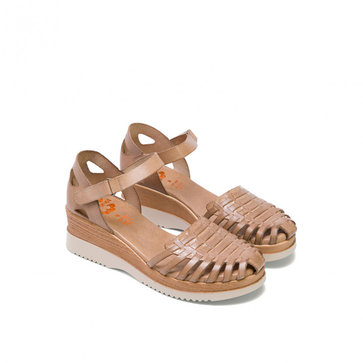 Sandalias cuña Porronet PIEL TAUPE LILIANA - Querol online