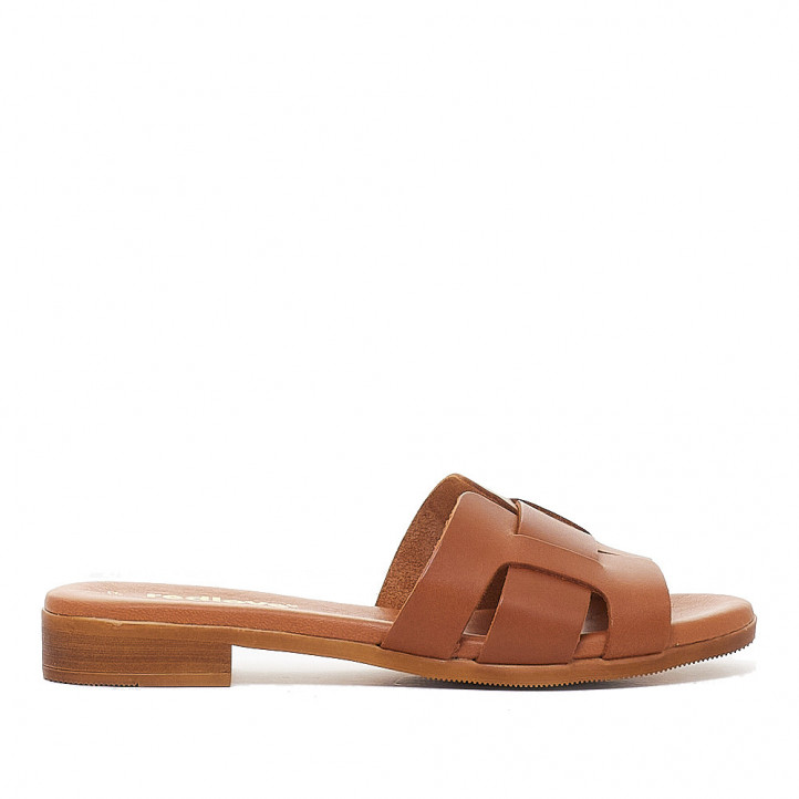 Sandalias planas Oh My Sandals marrones de banda ancha - Querol online