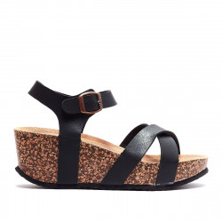 Sandàlies falca Owel brisbane negres creuades per davant - Querol online