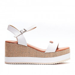 Sandalias cuña Owel cairns blancas con plataforma - Querol online