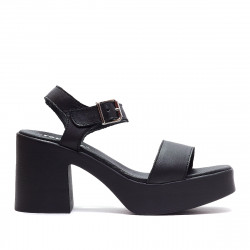 Sandàlies taló Redlove filipa de taló gruixut negres i banda davantera - Querol online