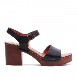 Sandàlies taló Redlove micaela negres amb banda davantera de pell - Querol online
