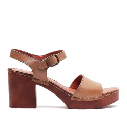 Sandàlies taló Redlove micaela marrons amb banda davantera de pell - Querol online