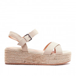 Sandalias plataformas Owel griffith beige cogidas al tobillo - Querol online