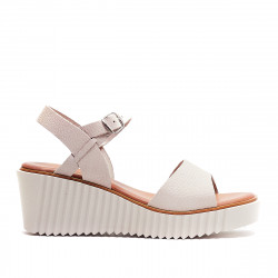 Sandalias cuña Redlove alane de piel con suela dentada - Querol online