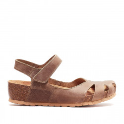 Sandalias cuña Redlove joaquima marrones con puntera cerrada - Querol online