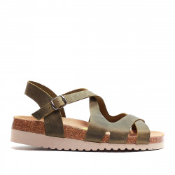 Sandalias planas Redlove nelinha de piel con varias tiras verdes - Querol online